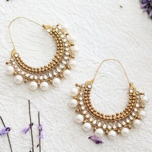 NWOT Boho Pearl Hoop Earrings